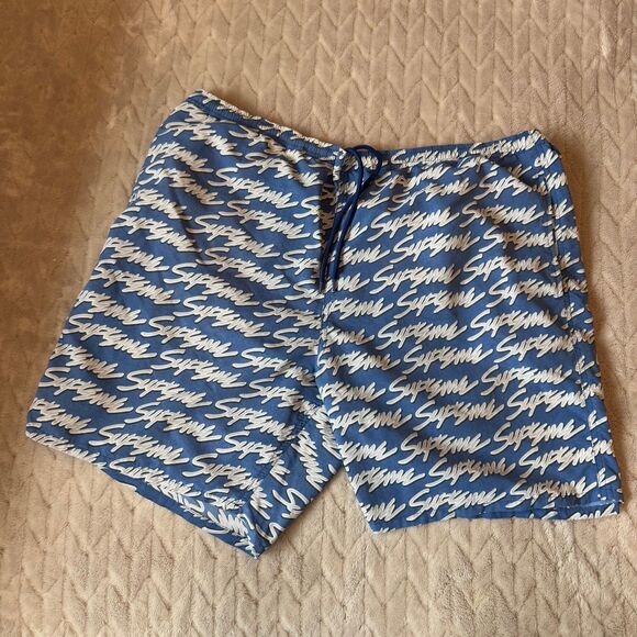 Supreme Signature Script Logo Water Short Royal (SS19) Sz XL - Picture 1 of 6